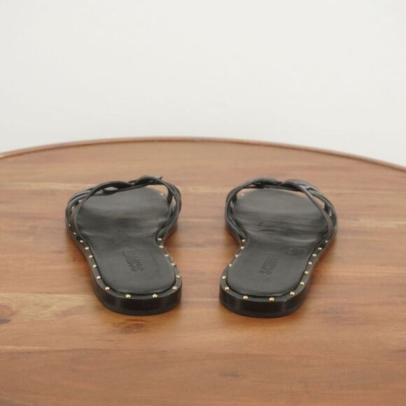Schutz Womens Phoenix Flats Slide On Sandals Black Leather Gold Studs Size 7.5B - Picture 7 of 11